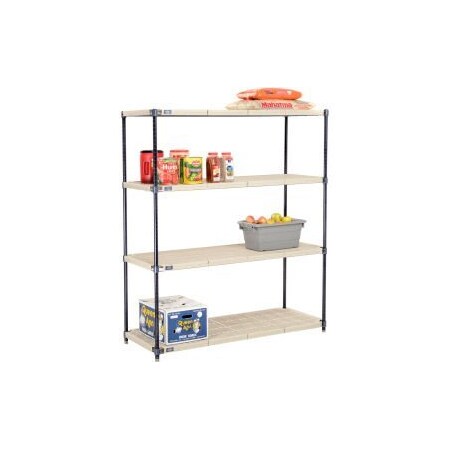 Global Equipment Nexel   , Nexelite reg  , 4 Tier, Vented Plastic Mat Shelving Unit, 54"W x 21"D x 63"H PM21546N